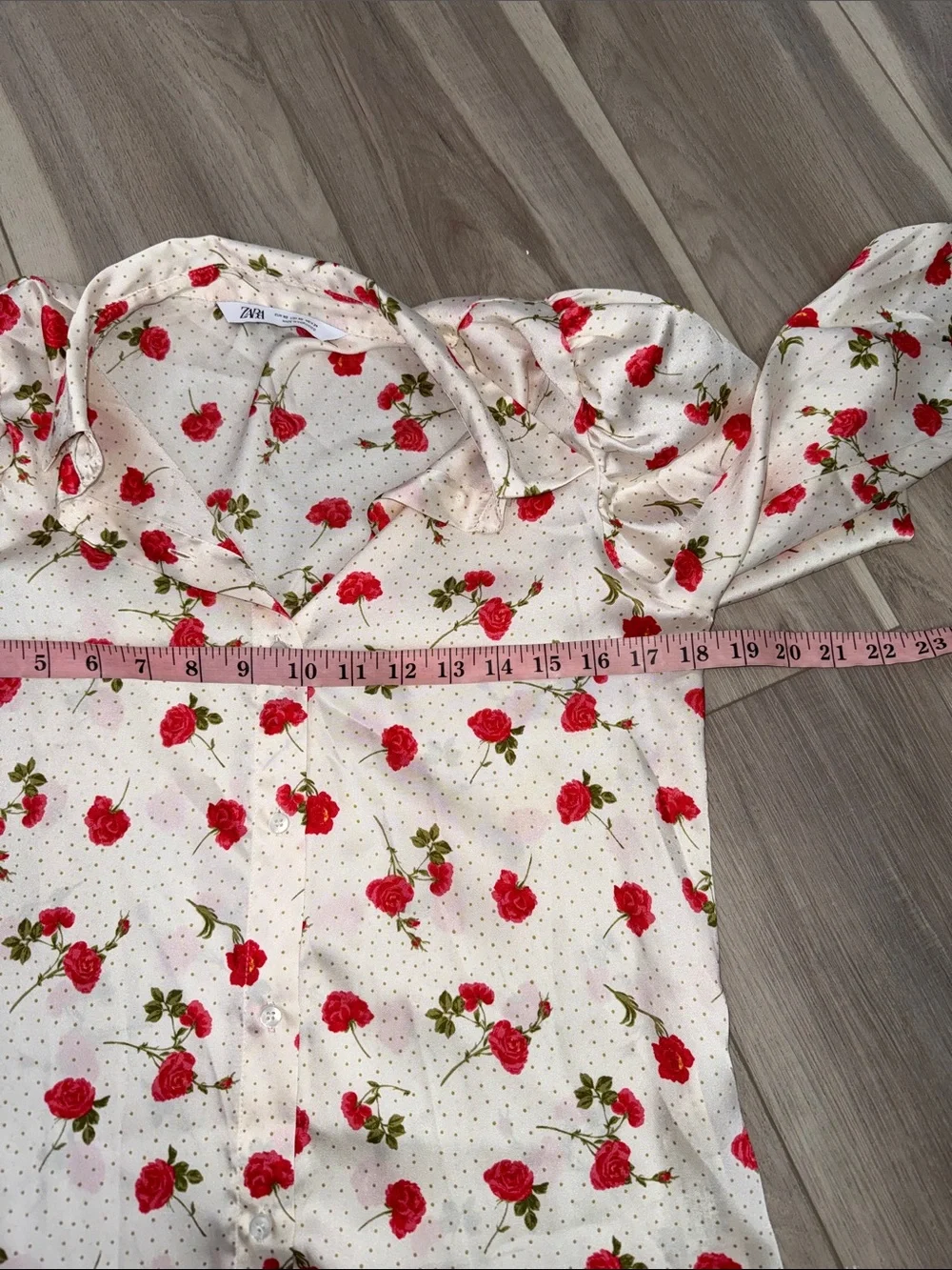 Zara blogger favorite floral puff sleeve blouse size XS